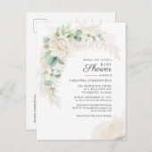Eucalyptus Pampas Grass Greenery Girl Baby shower Uitnodiging Briefkaart (Voorkant / Achterkant)