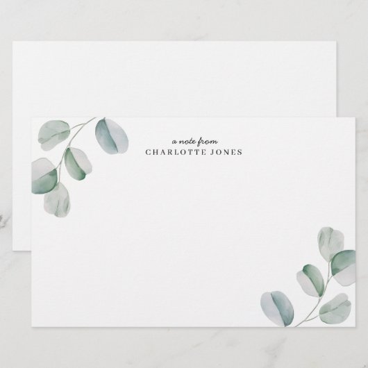 Eucalyptus Personalized Note Card Briefpapier (Voorkant / Achterkant)