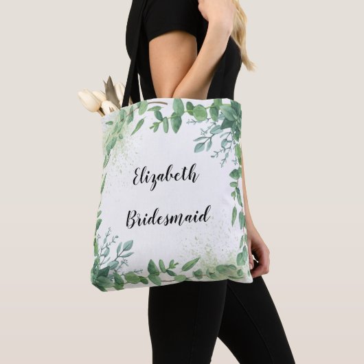 Eucalyptus Persoonlijke Bridesmaïde Canvas tas (Dichtbij)