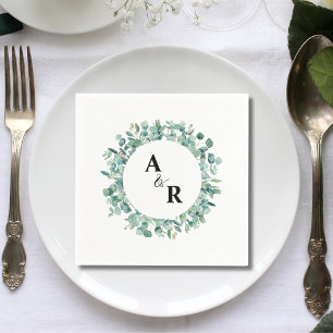 Eucalyptus Persoonlijke Monogram Trouwcocktail Servet