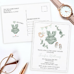 Eucalyptus petite fille douche invitation carte po
