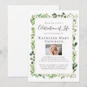 Eucalyptus Photo Celebration of Life Invitation (Devant / Derrière)