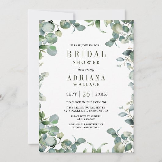 Eucalyptus Photo Collage QR Code Vrijgezellenfeest Kaart (Voorkant)