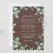 Eucalyptus Photo Collage QR Code Wood Wedding Kaart (Voorkant)