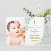 Eucalyptus Photo First Holy Communion Invitation (Debout devant)