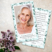 Eucalyptus Photo Funérailles Carte de prière