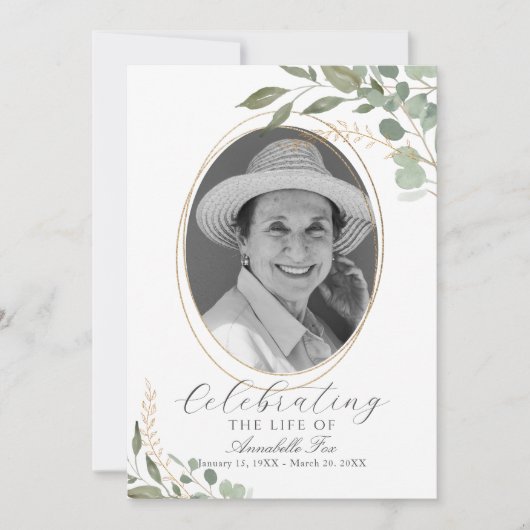 Eucalyptus Photo Funérailles Programme D'Ordre De  (Devant)