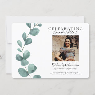 Eucalyptus Photo Funeral Invitation Kaart