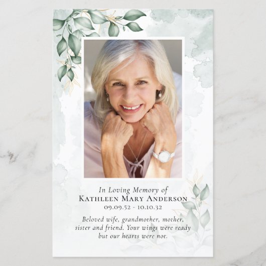 Eucalyptus Photo Memorial Service-programma (Voorkant)