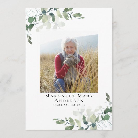 Eucalyptus Photo Memorial Service-programma Programma (Voorkant)