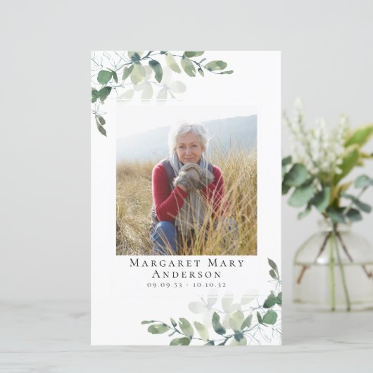 Eucalyptus Photo Memorial Service Programme (Debout devant)