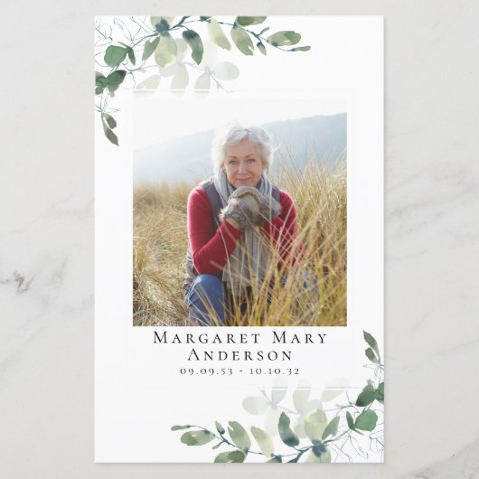 Eucalyptus Photo Memorial Service Programme (Devant)