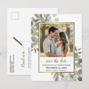 Eucalyptus & Pijnboom Huwelijks "Save the Date" Fo Aankondigingskaart