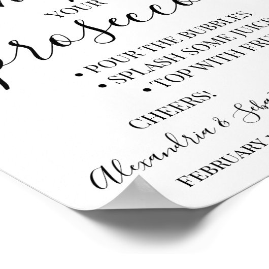 Eucalyptus Pimp je Prosecco Bruidsfeest Bord Poster (Hoek)