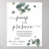 Eucalyptus Pimp your Prosecco Bruiloftsfeest Sign Poster (Voorkant)