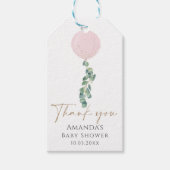 Eucalyptus Pink Ballon Baby shower Dank je cadeau Cadeaulabel (Voorkant)