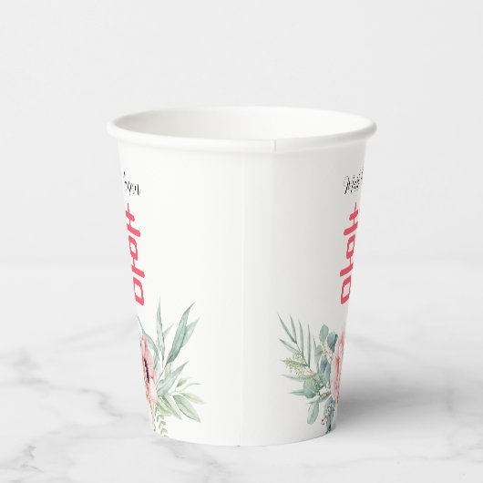 Eucalyptus Pioenen Dubbel Geluk Bruiloft Papieren Bekers (Rechts)