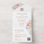 Eucalyptus pioenrozen Chinese bruiloft All In One Uitnodiging (Binnen)