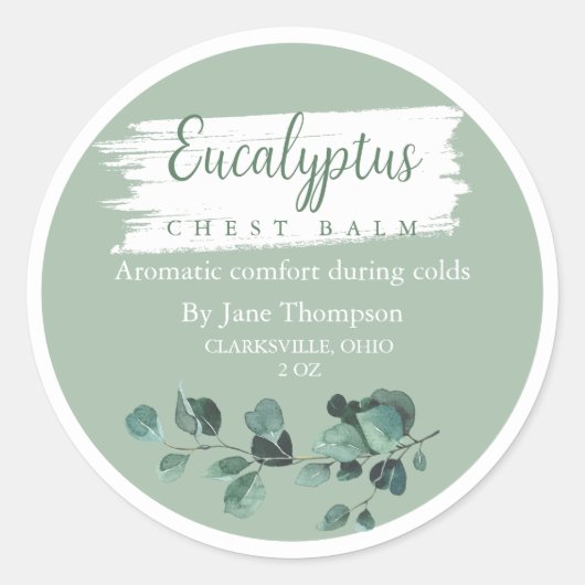 Eucalyptus Poitrine Rub / Étiquette Balm (Devant)