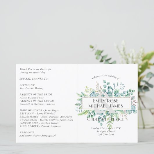 Eucalyptus Programme de mariage Feuilles verts (Debout devant)