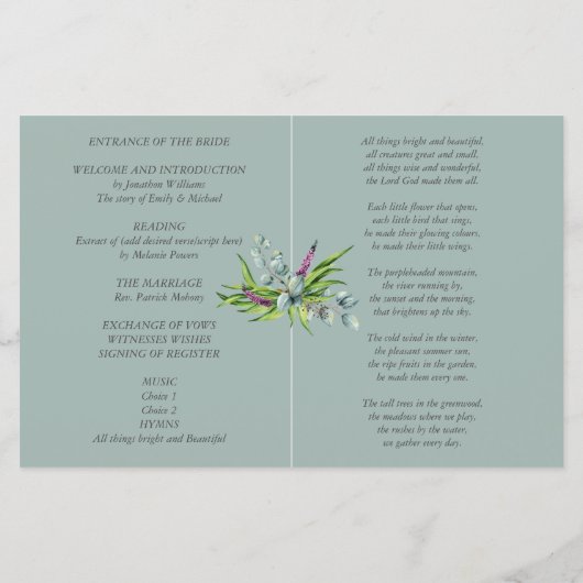 Eucalyptus Programme de mariage Feuilles verts (Dos)