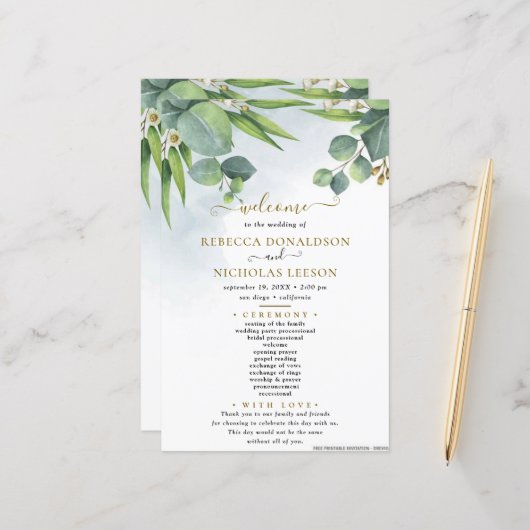 Eucalyptus programme de mariage minimal (Devant/Arrière en situation)