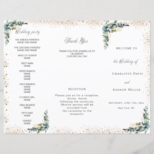 Eucalyptus programme de mariage vert (Devant)