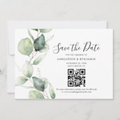 Eucalyptus QR Code Botanical Weddenschap Save the  Save The Date (Voorkant)