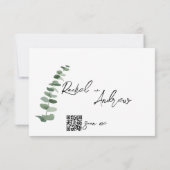 Eucalyptus QR Code Bruiloft RSVP Notitiekaartje (Achterkant)