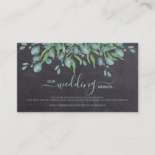 Eucalyptus QR Code Russe Mariage en ligne carte RS (Devant)