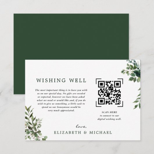 Eucalyptus | QR-code scan huwelijks wensput Kaart (Voorkant / Achterkant)