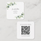 Eucalyptus QR-code Sla de datumkaart op Vierkante Visitekaartje (Voorkant / Achterkant)