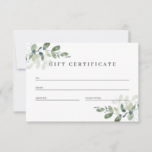 Eucalyptus QR Code Zakelijk Cadeaubon (Voorkant)