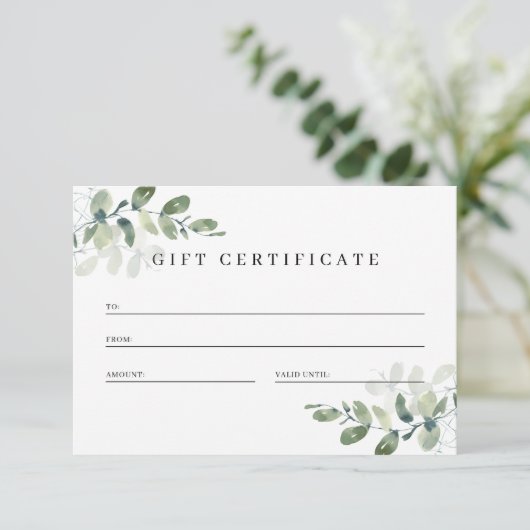 Eucalyptus QR Code Zakelijk Cadeaubon (Staand voorkant)