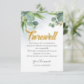 Eucalyptus quitter la carte d'adieu du collègue (Debout devant)