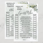 Eucalyptus Raad wie vrijgezellenfeest tweetalige g (Voorkant / Achterkant)