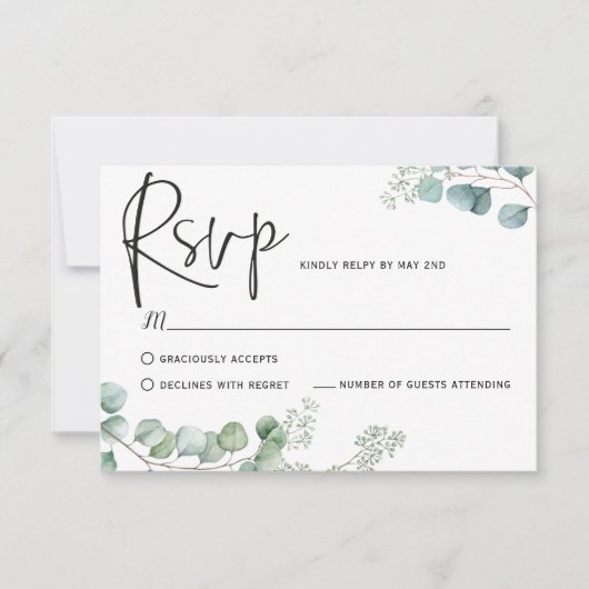Eucalyptus-reactiekaarten, RSVP Kaartje (Voorkant)