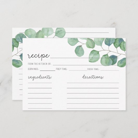 Eucalyptus - Recipcard (Voorkant / Achterkant)