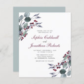 Eucalyptus Red Berries QR Code RSVP Weddenschap Ui (Voorkant / Achterkant)