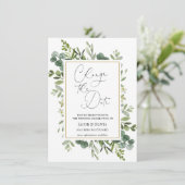 Eucalyptus Reporté Faire-part Mariage (Debout devant)