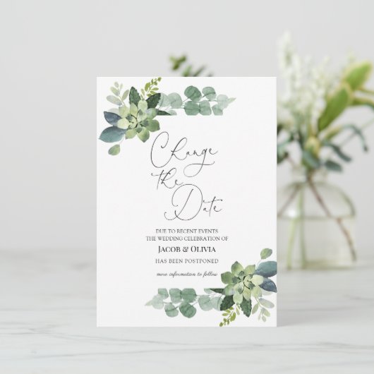 Eucalyptus Reporté Faire-part Mariage (Debout devant)