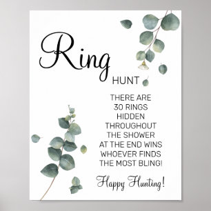 Eucalyptus Ring Ring bruiloftsshower spelbord Poster