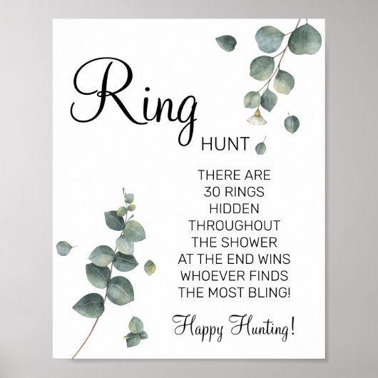 Eucalyptus Ring Ring bruiloftsshower spelbord Poster (Voorkant)