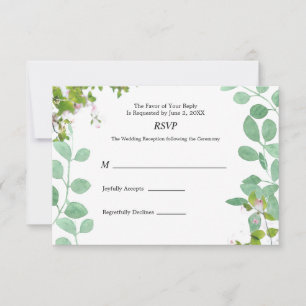 Eucalyptus romantique Mariage d'été Carte RSVP
