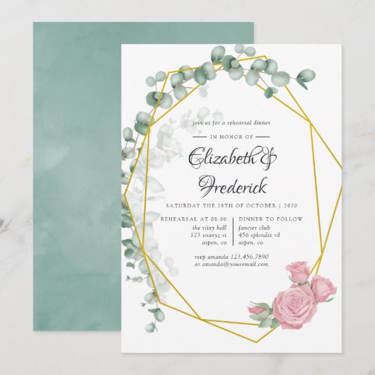 Eucalyptus Roos Geometrische repetitie Kaart (Voorkant / Achterkant)