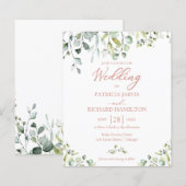 Eucalyptus Roos Gold Budget Weduwen Uitnodiging (Voorkant / Achterkant)