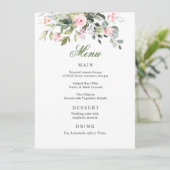 Eucalyptus Rose Blush Rose Dîner Menu Mariage (Debout devant)