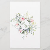 Eucalyptus Rose Blush Rose Dîner Menu Mariage (Dos)