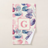 Éucalyptus rose violet Feuille d'aquarelle (Serviette à main)