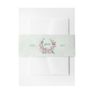 Eucalyptus & Rose Zwanen Huwelijksuitnodiging Buik Uitnodigingen Wikkel